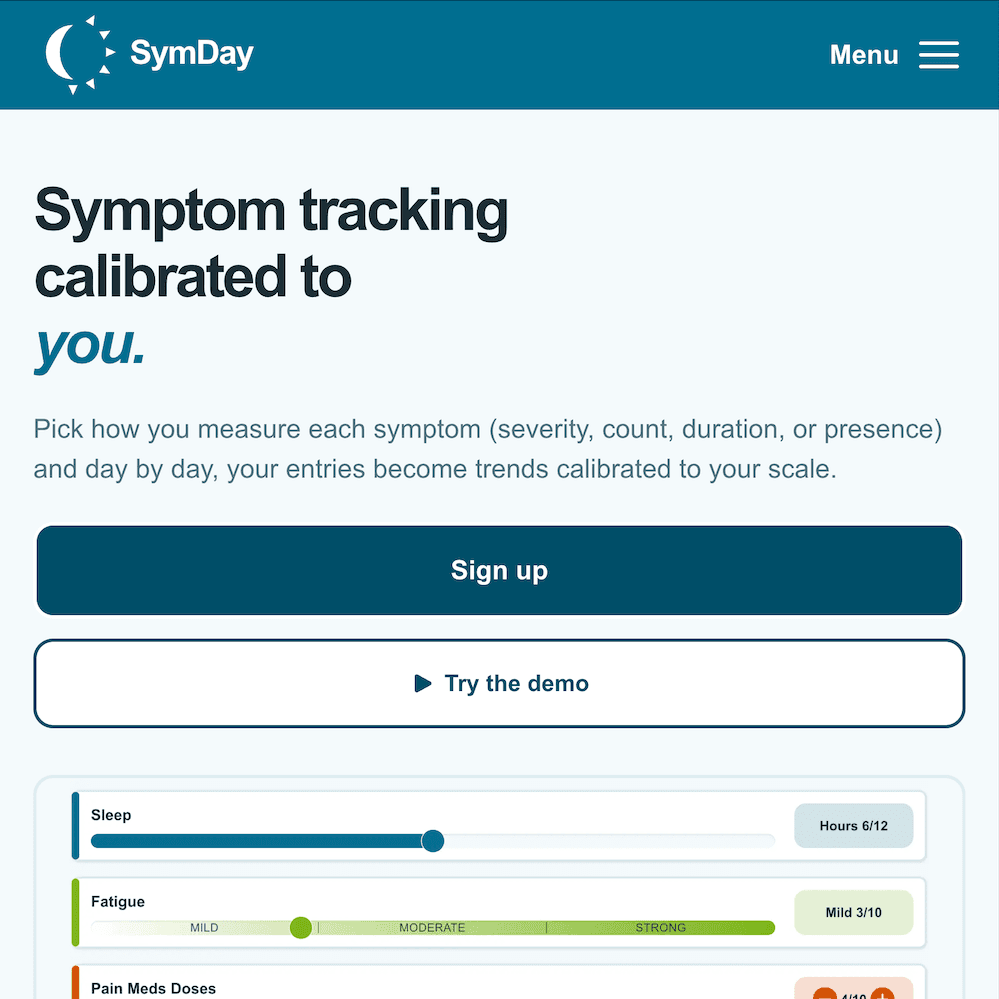 Screenshot of SymDay landing page